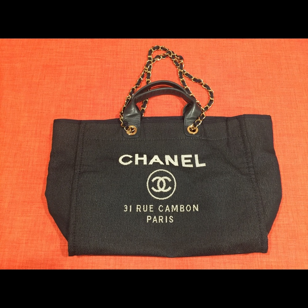 Chanel Navy Canvas Tote